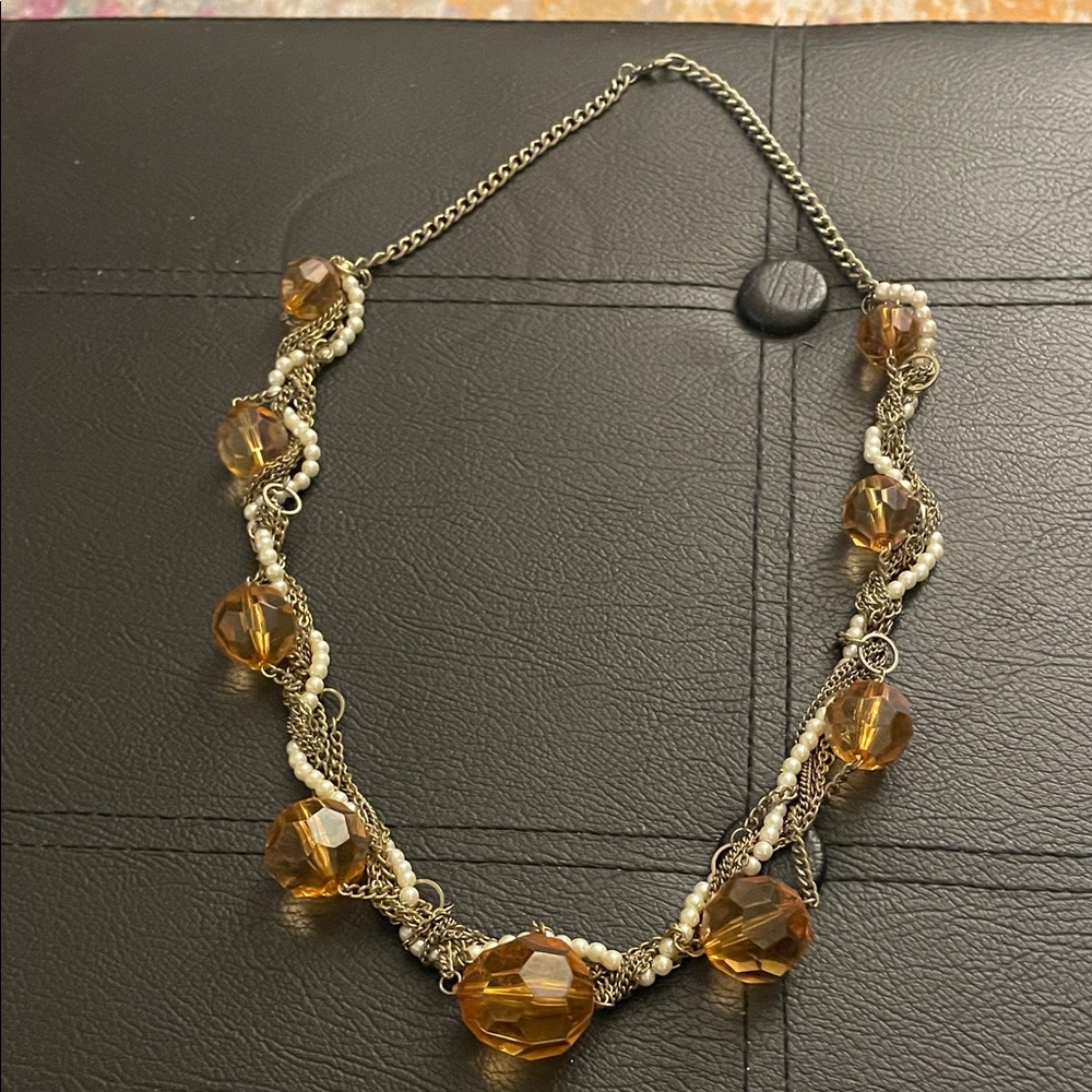 Vintage elegant Gold and Silver Beaded Necklace
